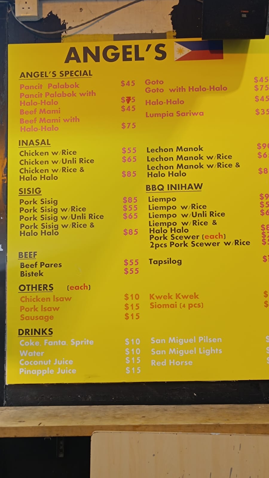 Angel's Roast Chicken's menu